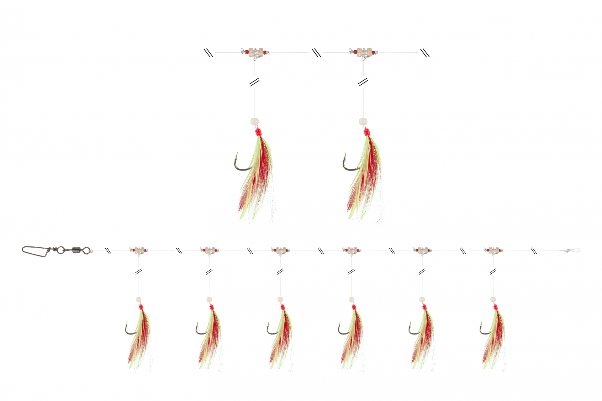 GrandWave makrélázó szerelék 360° <span>| tollal | piros / sárga</span>