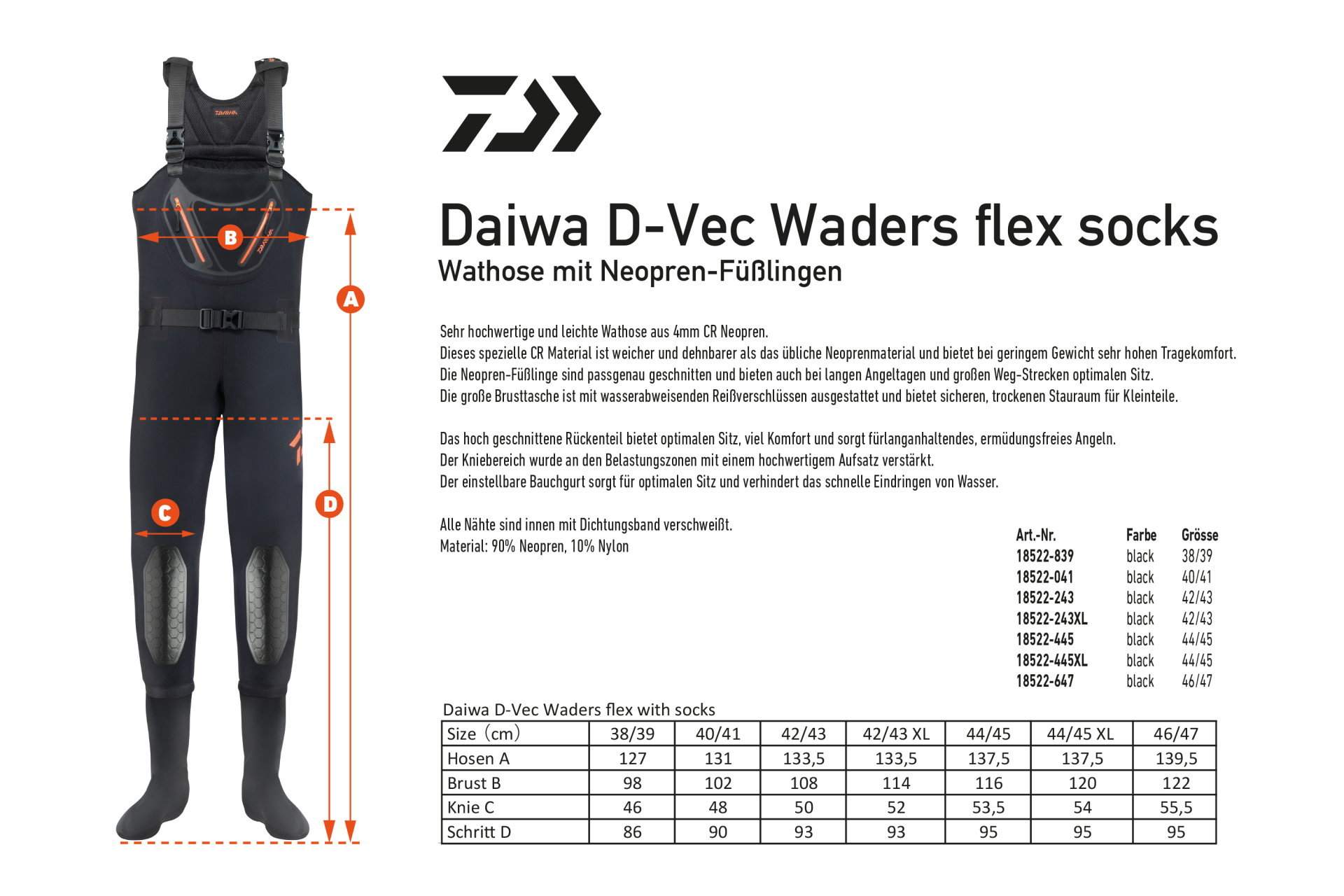 Daiwa D-Vec Waders flex with socks <span>| Gázlóruha | black</span>